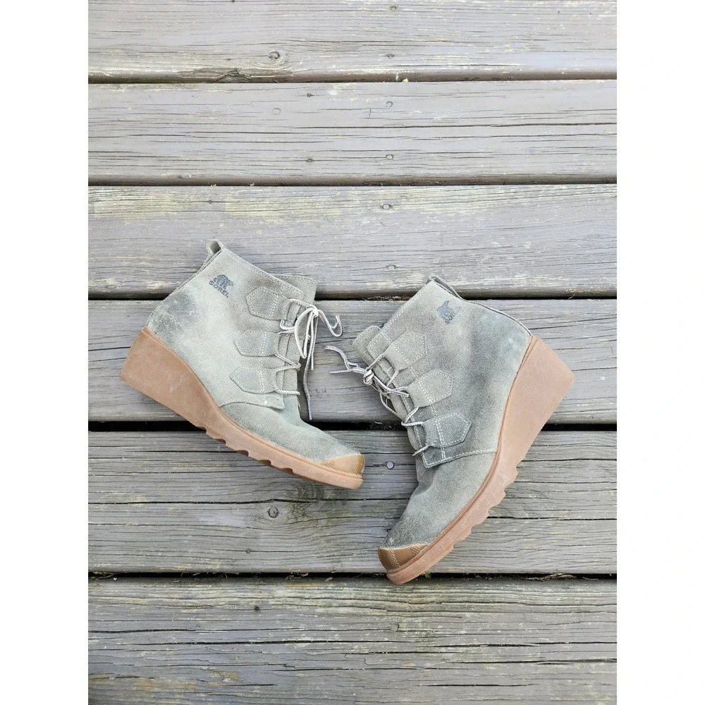 Sorel Toronto‎ Wedge Ankle Boots Major Oiled Suede Lace Up NL2115-245 Size 9